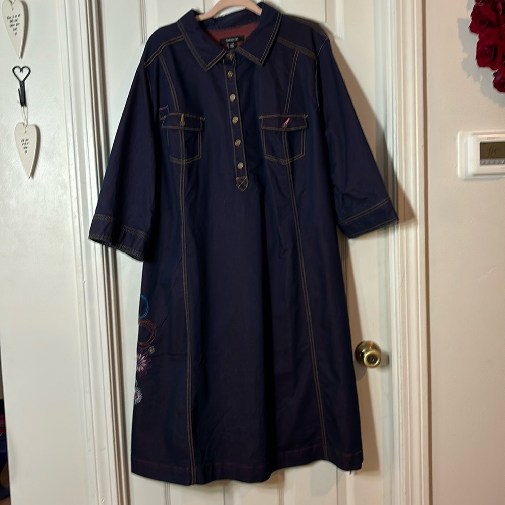 Taillissime stretch denim dress with embroidery, size 24W